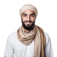 AI generated Muslim man isolated on a transparent background png