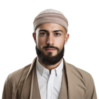 AI generated Muslim man isolated on a transparent background png