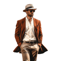 AI generated Young stylish man posing isolated on white background png