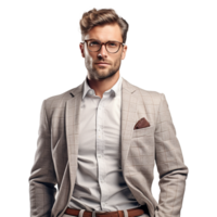 AI generated Young stylish man posing isolated on white background png