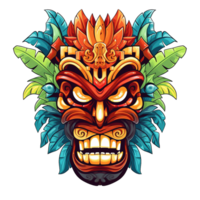 ai genererad tiki masker hawaiian stam- totem png isolerat på transparent bakgrund