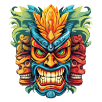 AI generated Tiki masks hawaiian tribal totem png isolated on transparent background