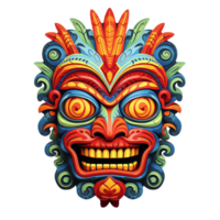 AI generated Tiki masks hawaiian tribal totem png isolated on transparent background