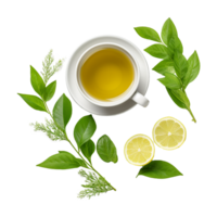 AI generated Tea with leaves isolated on transparent background png