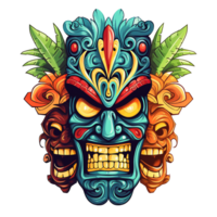 AI generated Tiki masks hawaiian tribal totem png isolated on transparent background