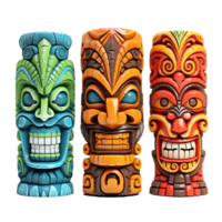 ai généré tiki masques hawaïen tribal totem png isolé sur transparent Contexte