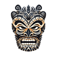 AI generated Tiki masks hawaiian tribal totem png isolated on transparent background