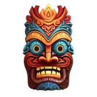 AI generated Tiki masks hawaiian tribal totem png isolated on transparent background