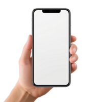 AI generated Hand holding a blank phone png isolated on transparent background