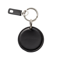 AI generated Black leather keychain png isolated on transparent background