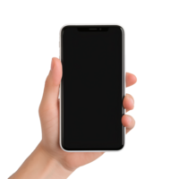 AI generated Hand holding a blank phone png isolated on transparent background