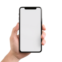 ai generiert Hand halten ein leer Telefon png isoliert auf transparent Hintergrund