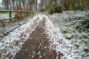 road in the countryside in winter photo