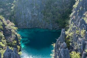 Aerial view of Twin Lagoon in the Philippines photo