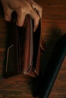 Wallet, cards, credit. Leather wallet photo