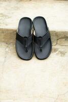 Black cowhide sandals, leather sandals for men. photo