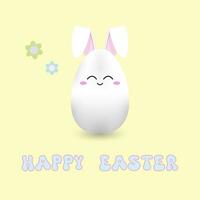 Cute happy Easter egg cartoon character. Happy Easter Card. Easter bunny kawaii egg. vector