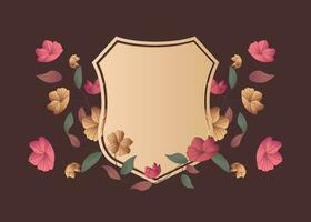 Wedding Crest with Flower Designs vector