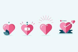 Vector pink heart icons vector illustration