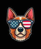 Basic RGB A dog wearing sunglasses with the USA flag vector