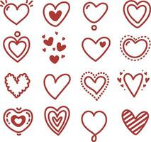 Set Hearts Shapes Icons Illustration. vector