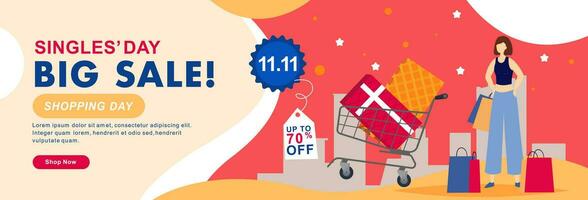 11.11 sale background. Single's day sale. 11.11 Shopping festival promotion. Vector illustration template for Poster, Banner, Flyer, Card, Post, Cover. Singles Day discount concept.