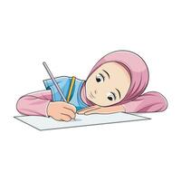 Education Concept. Girls being lazy to study. Vector illustration