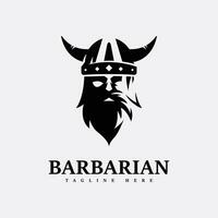 barbarian silhouette character template logo illustration vector