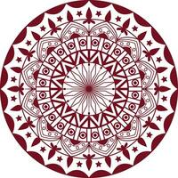 Vector drawing mandala art, a circular design with red and white elements