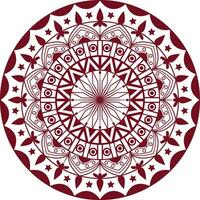 Vector drawing mandala art, a circular design with red and white elements