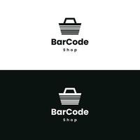 Barcode combine with basket logo design simple concept vector