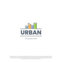 Colorful city logo illustration, abstract, creative, simple, line art concept Vector