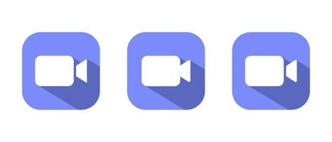 Video call icon with long shadow. Camera symbol vector