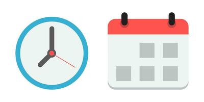 Time and address icon vector in flat style. Clock and calendar symbol