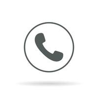 Call icon vector on circle line. Phone button symbol isolated on white background