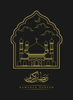 Ramadan Kareem vector celebration of holy month of line art style design template