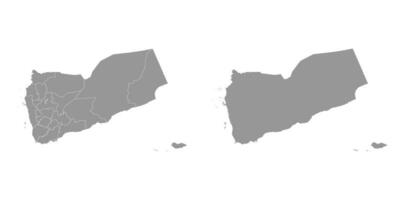 Yemen grey map with administrative divisions. Vector illustration.