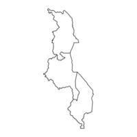 Malawi map with administrative divisions. Vector illustration.