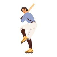 Baseball player. Flat vector illustration isolated on white background