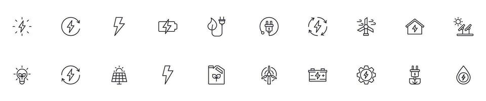 Energy concept. Collection of modern high quality line icons. Editable stroke. Premium linear symbol for web sites, flyers, banners, online shops and companies. vector