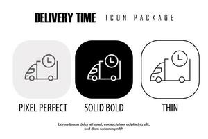 delivery time outline icon in different style vector design pixel perfect
