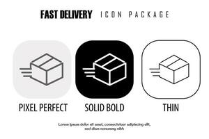 fast delivery, quick delivery outline icon in different style vector design pixel perfect