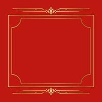 Golden framed lines for cards on an elegant red background. decorated in china vector