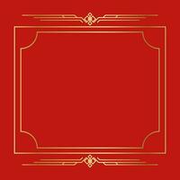 Golden framed lines for cards on an elegant red background. decorated in china vector