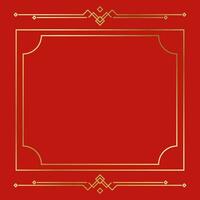 Golden framed lines for cards on an elegant red background. decorated in china vector