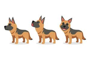 Set of vector cartoon character german shepherd dog