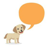 Vector cartoon character cute labrador retriever dog with speech bubble