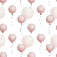 Flying round pink balloons. Cute baby's background. Watercolor seamless pattern of pastel color for children's goods, baby's room design, invitations, kid's textiles and clothing, scrapbooking. vector