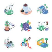 Bundle of Eco Power Isometric Icons vector