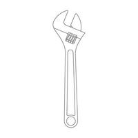 Hand drawn Kids drawing Cartoon Vector illustration adjustable wrench icon Isolated on White Background